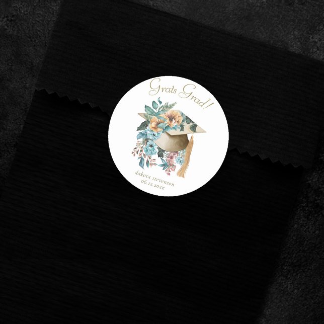 Tropischer Abschluss-Hut und Tassel-Party Runder Aufkleber (Von Creator hochgeladen)