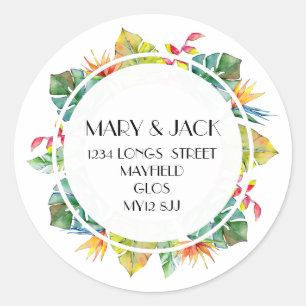 TROPISCHER ADRESSE RUNDER AUFKLEBER