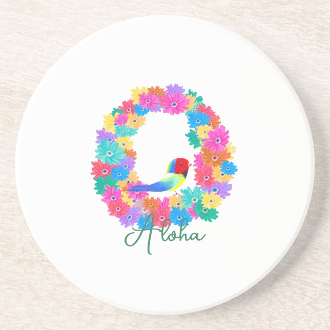 Tropischer Aloha-Blumenkranz Getränkeuntersetzer (Vorne)