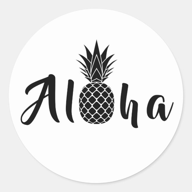Tropischer Ananas Aloha! Runder Aufkleber (Vorderseite)