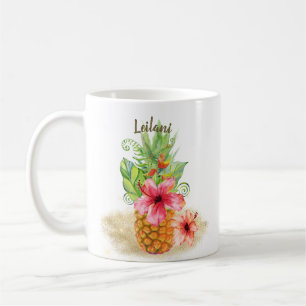 Tropischer Ananas Hibiskus Palme Kaffeetasse