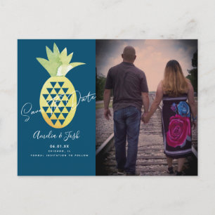 Tropischer Ananas-Marine-Retter-des-Datums-Foto Postkarte