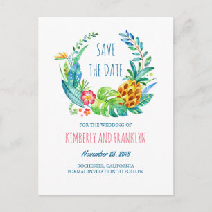 Tropischer Ananas Palms Beach Save the Date Ankündigungspostkarte