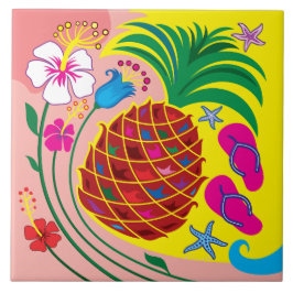 Tropischer Ananas Sommer Fliese