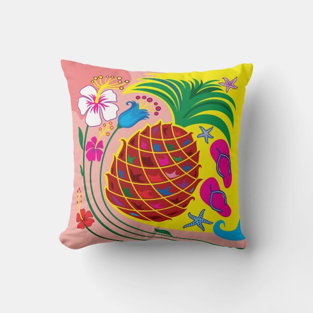 Tropischer Ananas Sommer Kissen (Vorderseite)