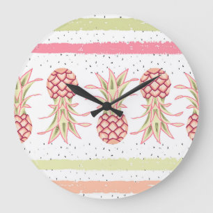 Tropischer Ananas Sommer Nahtloser Druck Große Wanduhr