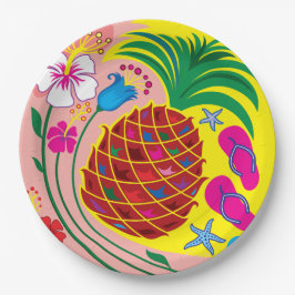 Tropischer Ananas Sommer Pappteller