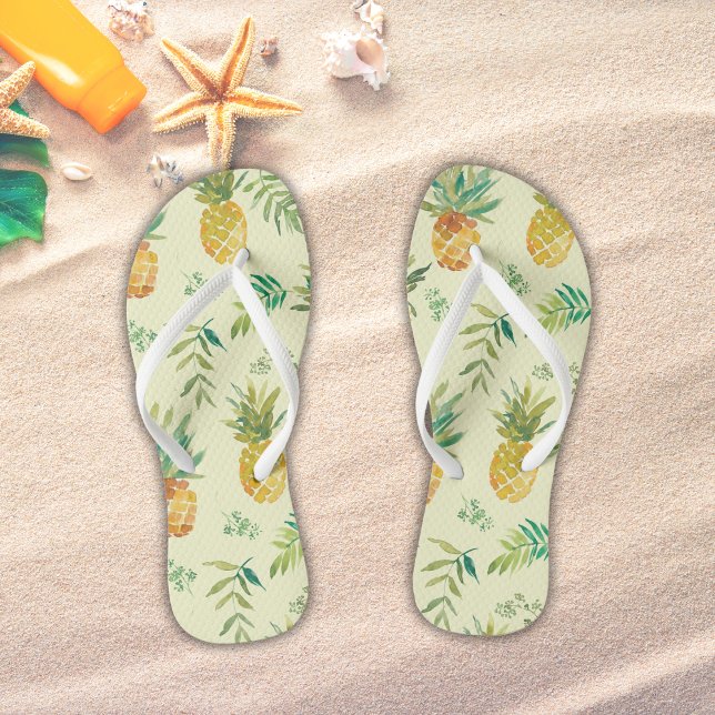 Tropischer Ananas-Strand Flip Flops (Watercolor Pineapple Flip Flops)