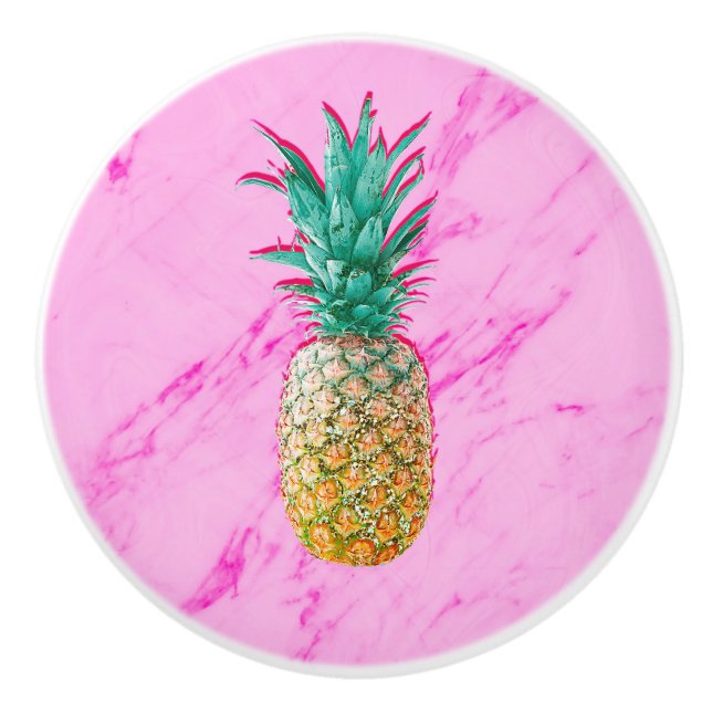 Tropischer Ananas und rosa Marmor Moderne Farben Keramikknauf (Vorderseite)