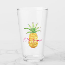 Tropischer Ananas Wasserfarben Sommer Glas