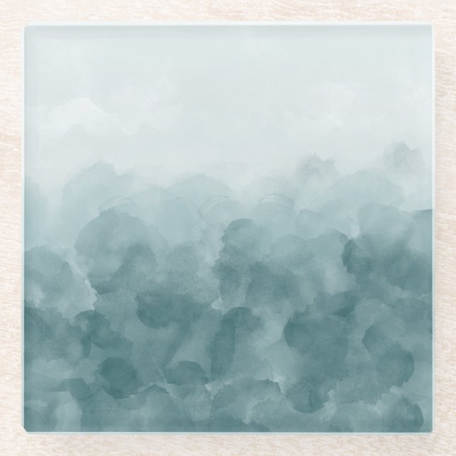 Tropischer aquamariner blauer Watercolor Glasuntersetzer (Vorderseite)
