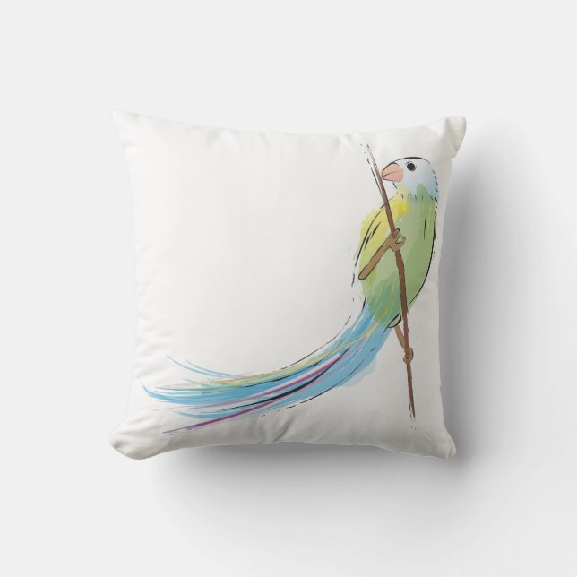 Tropischer Aquarellvogel Kissen (Vorderseite)