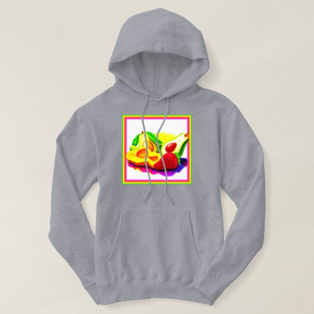 Tropischer Avocado, Erdbeere und Mango. Jetzt kauf Hoodie (Design vorne)