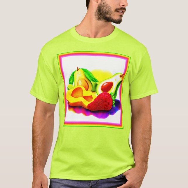 Tropischer Avocado, Erdbeere und Mango. Jetzt kauf T-Shirt (Vorderseite)