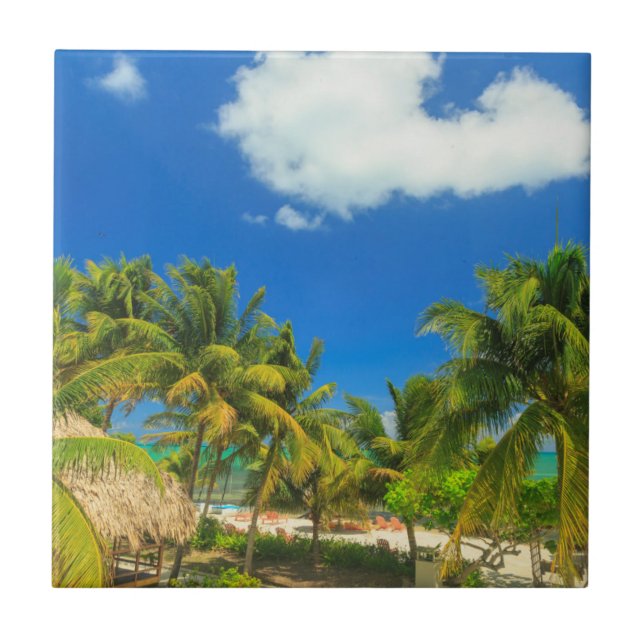 Tropischer Badeort, Belize Fliese (Vorderseite)