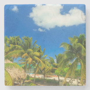 Tropischer Badeort, Belize Steinuntersetzer