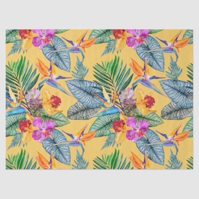 Tropischer Bird des Paradieses und des Orchideen S Seidenpapier (Vorderseite)