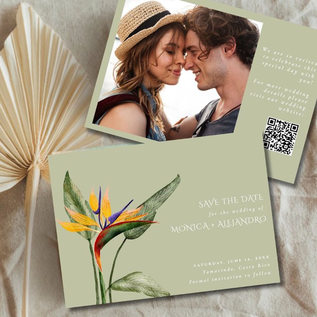 Tropischer Bird of Paradise Beach Hochzeitsfest Fo Save The Date (Tropical Bird of Paradise Beach Wedding Photo Save The Date)