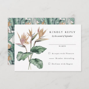 Tropischer Bird of Paradise Blume Hochzeit RSVP Karte