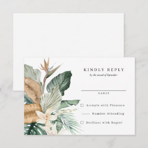 Tropischer Bird of Paradise Flora Hochzeit RSVP Karte