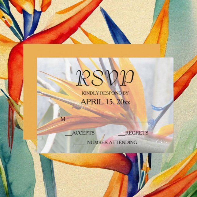 Tropischer Bird of Paradise RSVP Karte (In Situ Wedding)