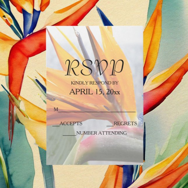 Tropischer Bird of Paradise RSVP Karte (In Situ Wedding)