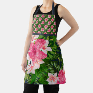 Tropischer Blatt-Mischdruck-Blumen Schürze