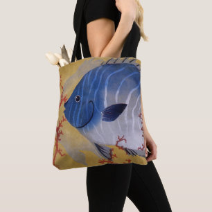 Tropischer Blauer Fisch Vintage Koralle Meereslebe
