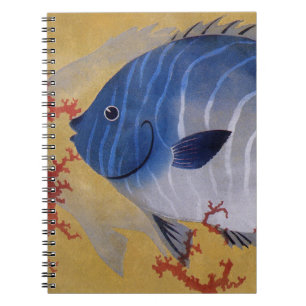 Tropischer Blauer Fisch Vintage Koralle Meereslebe Notizblock