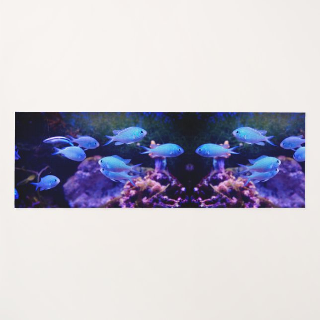 Tropischer Blauer Fisch Yogamatte (Vorderseite (Horizontal))