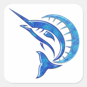 Tropischer blauer Segelfisch Quadratischer Aufkleber