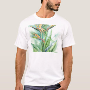 Tropischer Blumen-Paradiesvogel die Malerei - T-Shirt