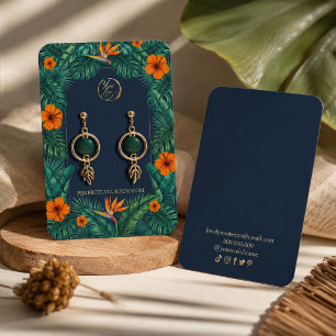 Tropischer Blumen-Schmuck Halskette Ohrringe Visitenkarte