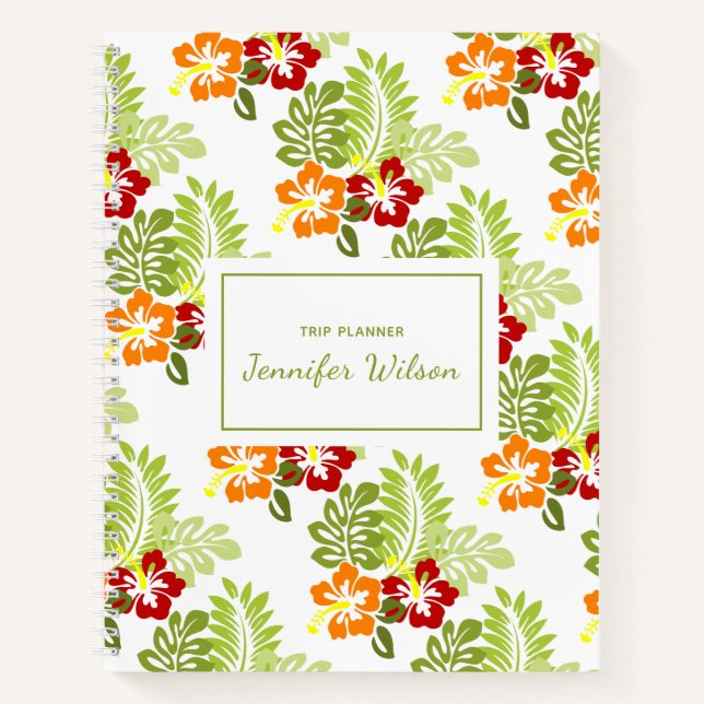 Tropischer Blumenblätter-Muster-Reiseplaner Notizbuch (Vorderseite)