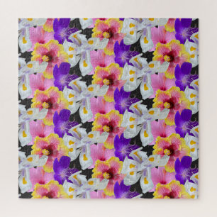 Tropischer Blumengarten Hibiskus, Lilien,  Puzzle