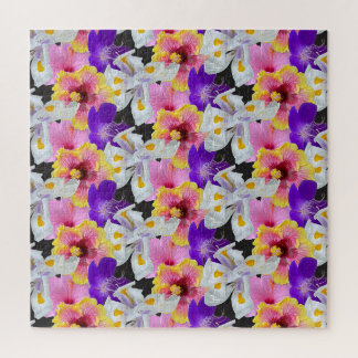 Tropischer Blumengarten Hibiskus, Lilien, Puzzle