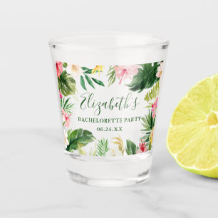 Tropischer Blumengrün-Junggeselinnen-Abschied Schnapsglas