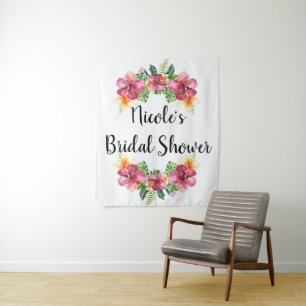 Tropischer BlumenHibiskus botanischer Luau Wandteppich