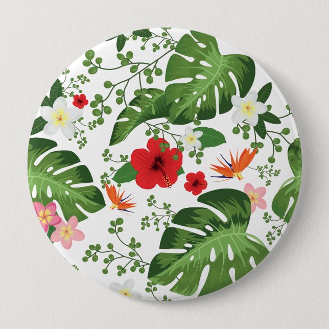 Tropischer Blumenhintergrund 2 Button (Vorderseite)