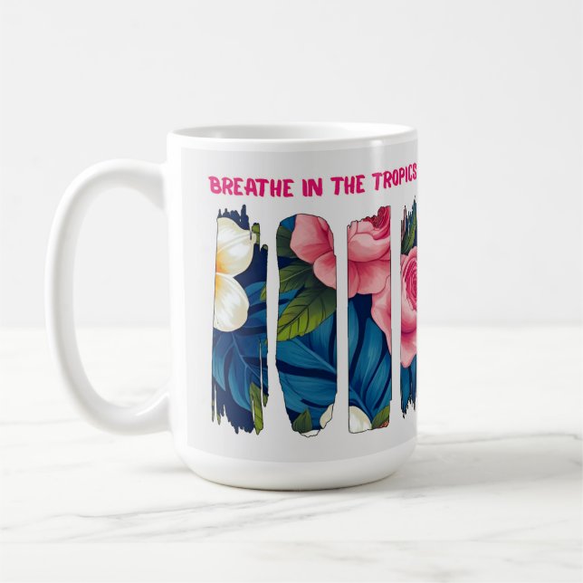 Tropischer Blumenpinsel-Effekt Kaffeetasse (Links)