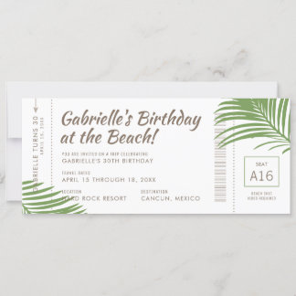 Tropischer Boarding Pass Beach Geburtstagsausflug Einladung