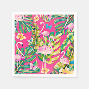 Tropischer botanischer Schmetterlingsgarten mit ro Serviette