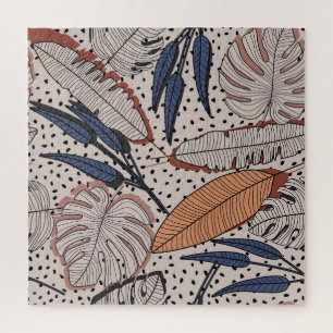 Tropischer botanischer Stoff im Vintage-Illustrati Puzzle