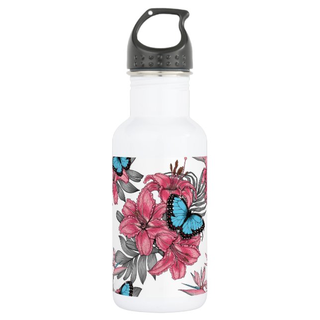 Tropischer Bouquet Edelstahlflasche (Vorderseite)