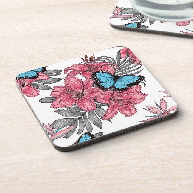 Tropischer Bouquet Getränkeuntersetzer (Linke Seite)