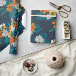 Tropischer Bouquet in Blau Geschenkpapier