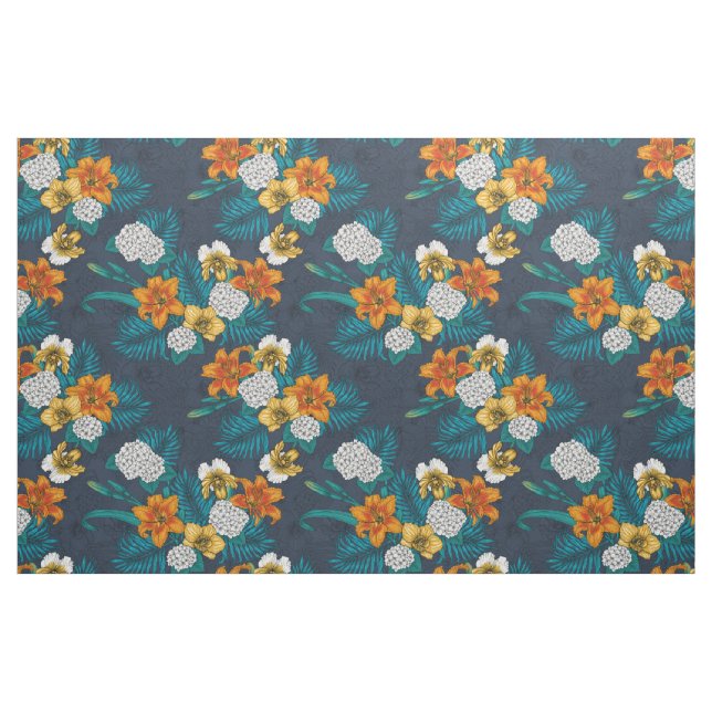 Tropischer Bouquet in Blau Stoff (Fat Quarter (45,7 x 55,9 cm))