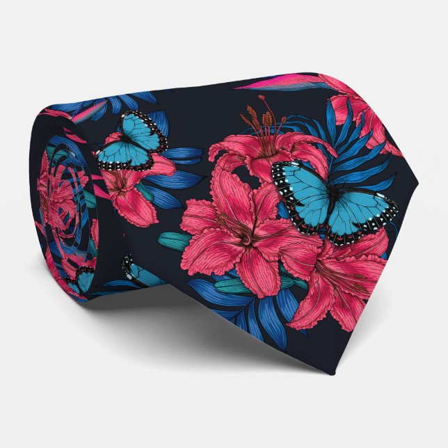 Tropischer Bouquet Krawatte (Gerollt)