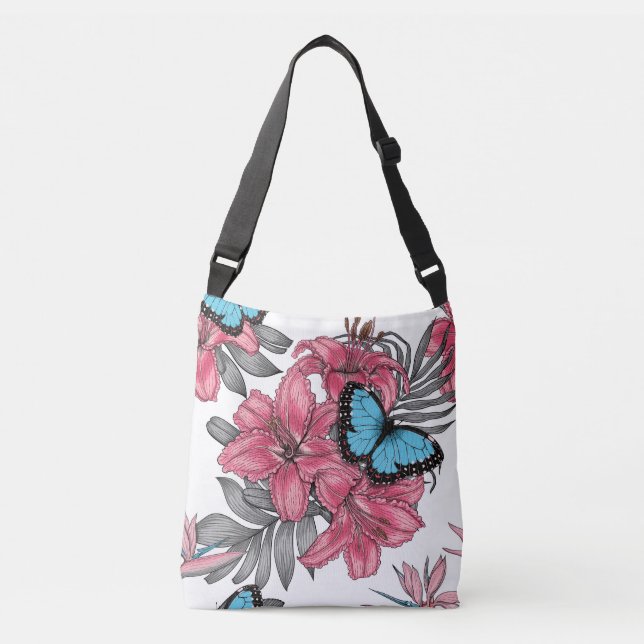 Tropischer Bouquet Tragetaschen Mit Langen Trägern (Vorderseite)