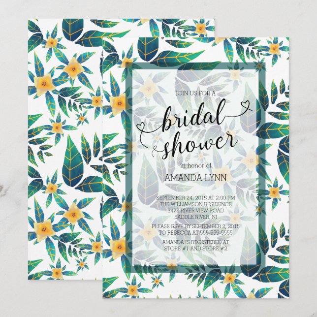 Tropischer Brautparty Hibiskus Floral Einladung (Vorne/Hinten)